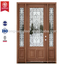 Madera maciza pintada Puerta de entrada principal con puerta delantera de talla